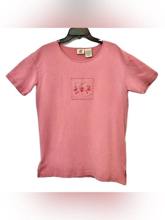St. John's Bay Tops - St. Johns Bay Vintage 1990’s Womens S Embroidered Salmon Short Sleeve Tunic Top